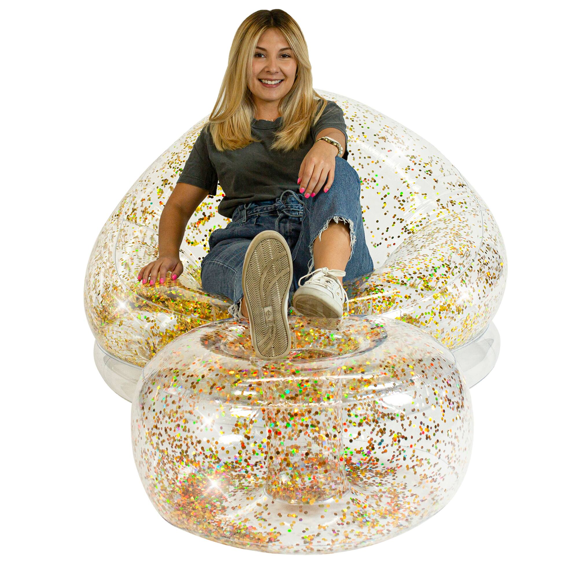 AirCandy Gold Glitter Inflatable Ottoman